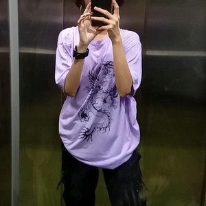 Lavender Dragon Print Oversized Tshirt