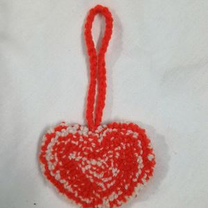 Punch Needle Heart Keychain