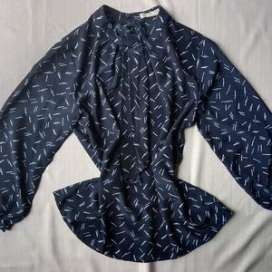 new Korean Navy Blue Bow Blousen