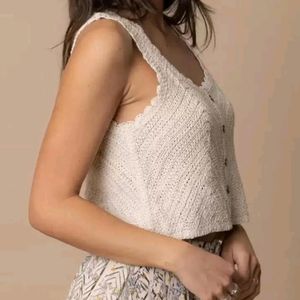 Woolen Cotton Blended Sleeveless Crochet Top✨️🫶🏻