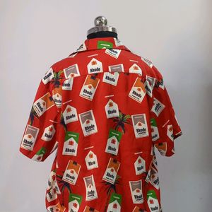 Bright Red Funky Print Vintage Shirt