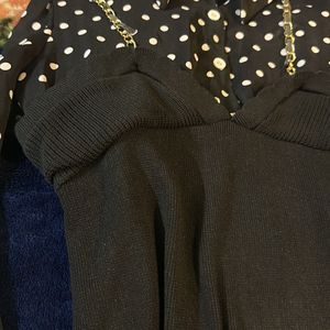 black Polka Dot Korean Top