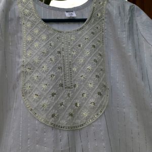 Embroidery Work Beautiful White Kurta