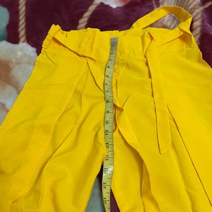 Yellow Pant Plazzo With Adjustable Belt