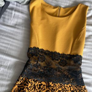 Mustard Laced Flared Dress