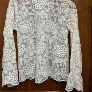 Korean Net Embroidered Top