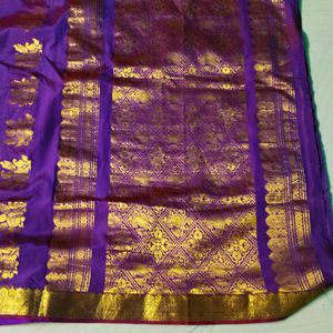 Purple Colour Pure Gadwal Saree