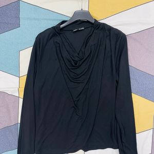 Black Cowl Neck Top