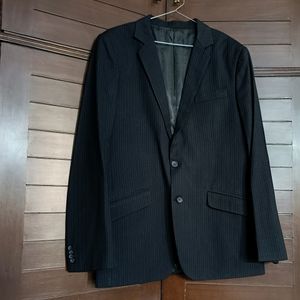 PBlack Men Classic Striped Black Formal Blazer