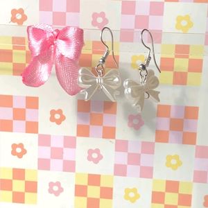 Pinterest Coqutte Bow Earing 🎀🤍✨️