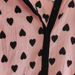 New Pink Heart Print Top