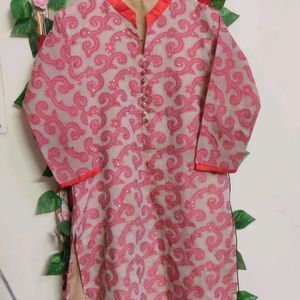 Red kurti With Collar