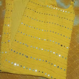 mirror wear yellow kurta set