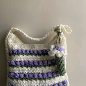 !! 10% DISCOUNT !! Crochet Levender Tulip Bag