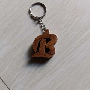 Wooden Keychain "B" Letter