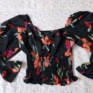 Floral Black Top