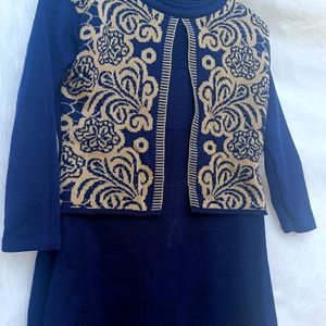 Navy blue woolen kurta