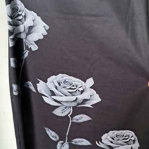 BLACK SLEEVELESS ROSE FLOWER PRINTED DRESS