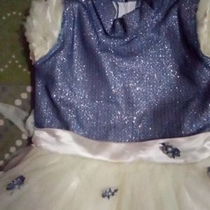 Blue Cream Colour Baby Frock