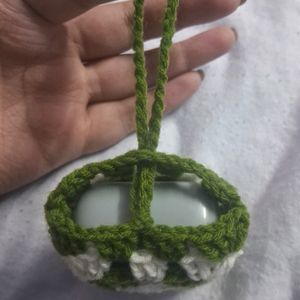 Green White Crochet Airpod Case Bag Charm