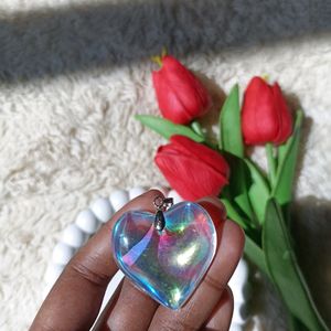 Rainbow Chunky Glass Heart Pendant Charms ❤