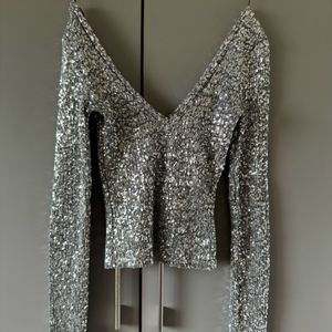 Sequin Crop Top - Zara