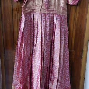 Onion Pink Pattu Long Frock