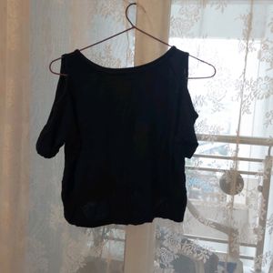 Zudio Blue crop top with cold shoulders