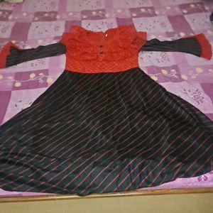 Red And Black Frock For Girls