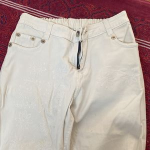 White Wide Leg Capri