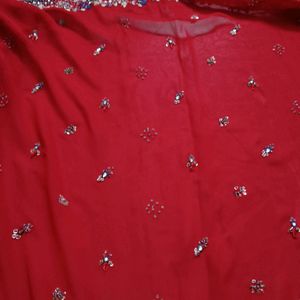 Red Bridal Zardozi Saree