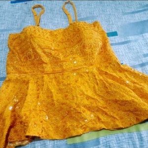 Gold Shimmer Party Wear Padded Top