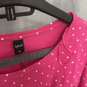 Splash Pink Top With Polka Dots