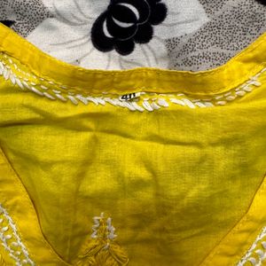 Chikankari Yellow Kurti