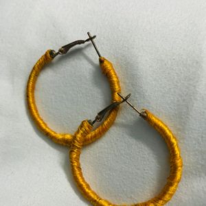 Yellow Silk Thread Hoops