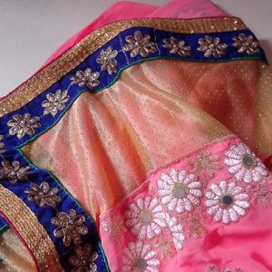 Pink Chiffon Saree