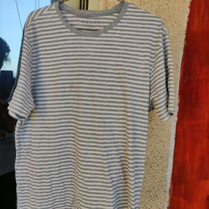 Max White And Grey Striped Tshirt For Summer