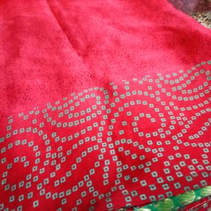 Red Chiffon Saree