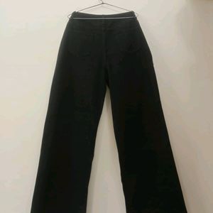 Urbanic High Waisted Black Ripped Wide Leg Jeans