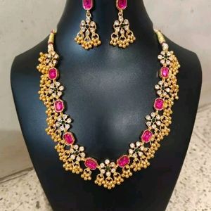 Combo jewellery(Gold Plated Green-Pink Daimond