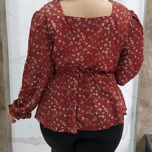 Plus Size Floral peplum top