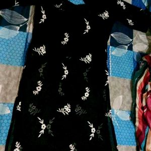 Black Kurti With  White Embroidery