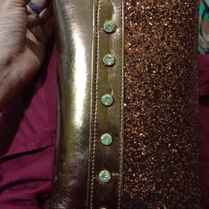 brown glitter purse