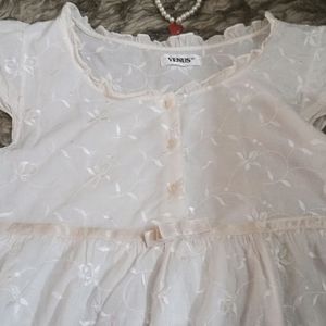 White Thread Embrodied Princess Dress