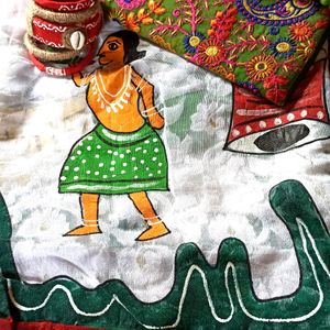 Hand Painting Bengal Handloom Jamdani Saree