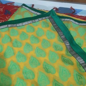 Beautiful Yellow, Green Saree