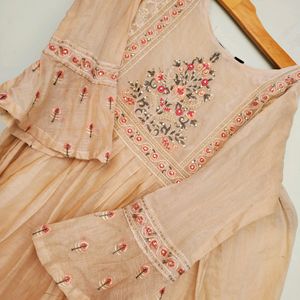 COTTON ANARKALI  WITH BEAUTIFUL EMBROIDERY FLwrs