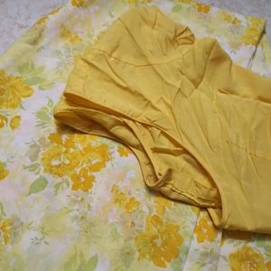 Yellow Floral Saree With Blouse