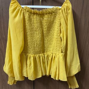 Yellow Stretchable Classy Crop Top