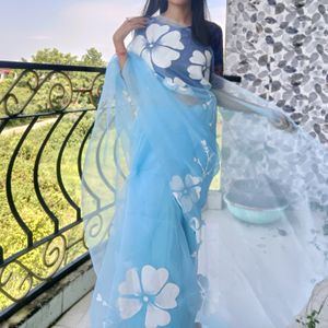 Hand-painted Organza Saree And Suit